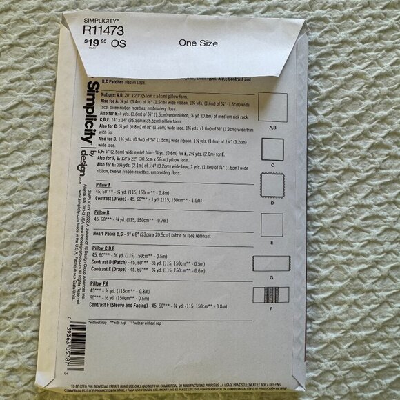 Sewing Pattern Pillows Simplicity R11473 - Picture 3 of 7